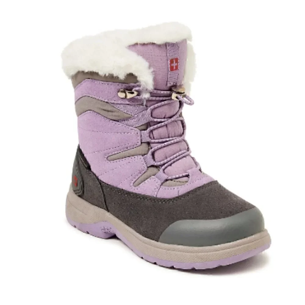 Swiss Tech Girls Purple Suede and Gray Insulated Waterproof Winter Boots Youth 3